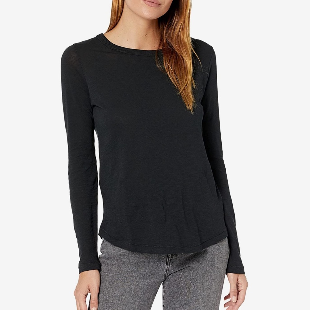 Madewell Black Long Sleeve Whisper Cotton Rib Crewneck T-Shirt Women’s‎ Size 1X